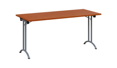 SLA 160 lak skládací jednací stůl 1600x700, deska 25 mm, podnož stříbrný lak, deska třešeň šumavská